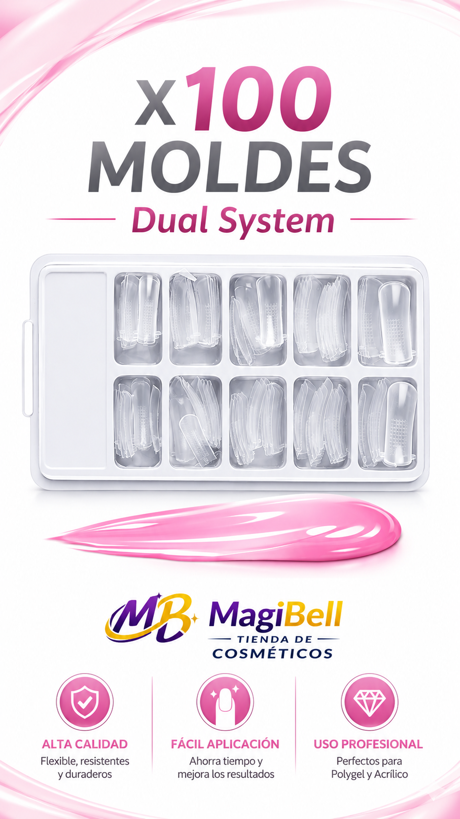 ❗ Kit Profesional Polygel para Uñas | 10 Productos + 100 Moldes + 120 Stickers ❗